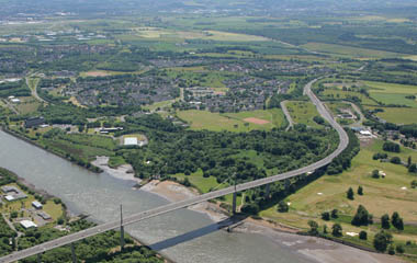 Aerial view of Boden Boo on the south bank
